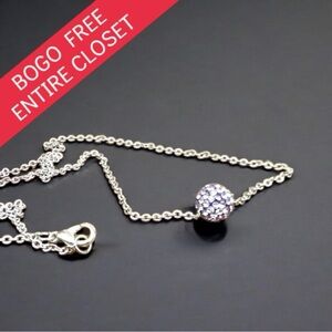 Purple Rhinestone Bead Stainless Steel Necklace